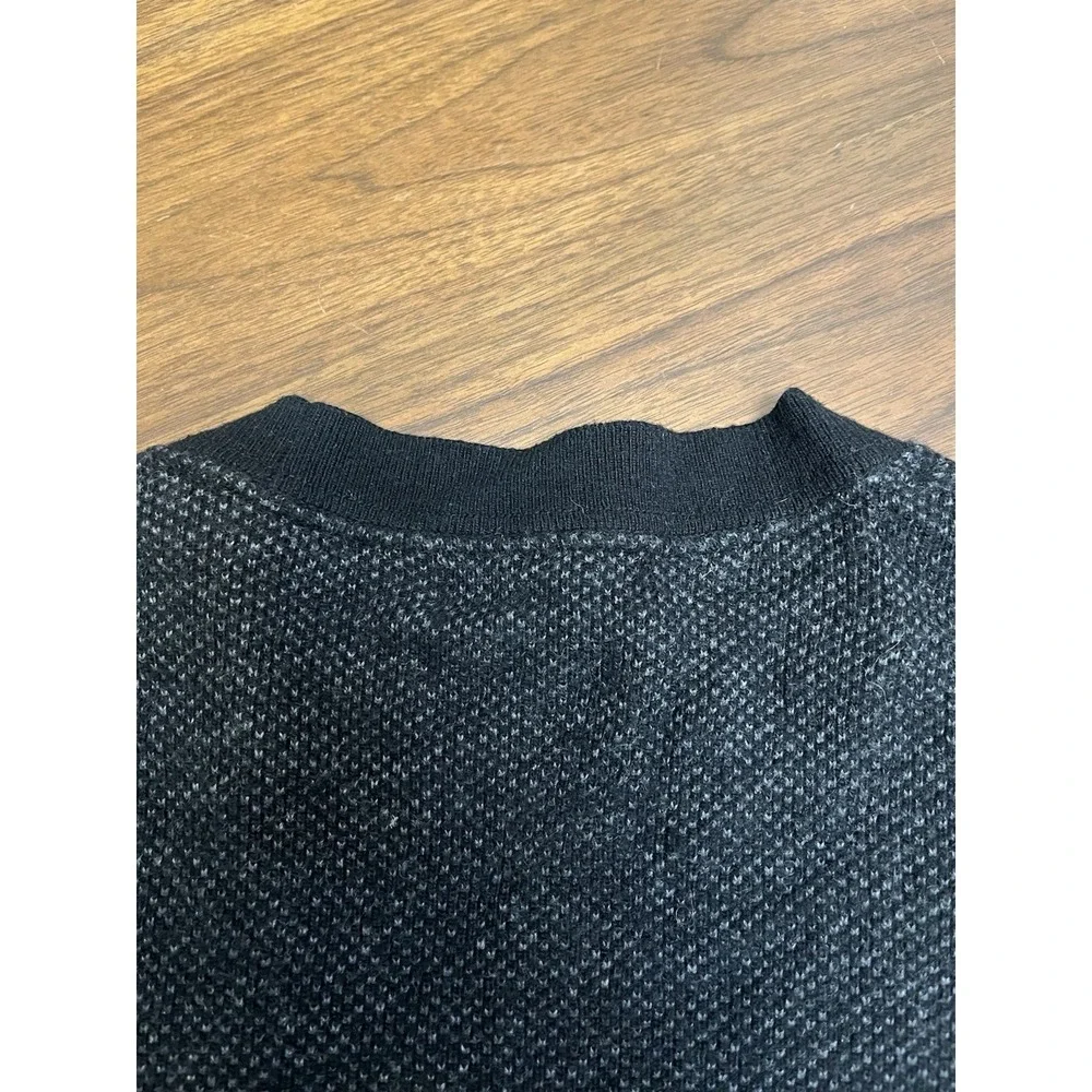 Banana Republic L Men's Yarn Wool Alpaca Black Gray Knit Cardigan Sweater